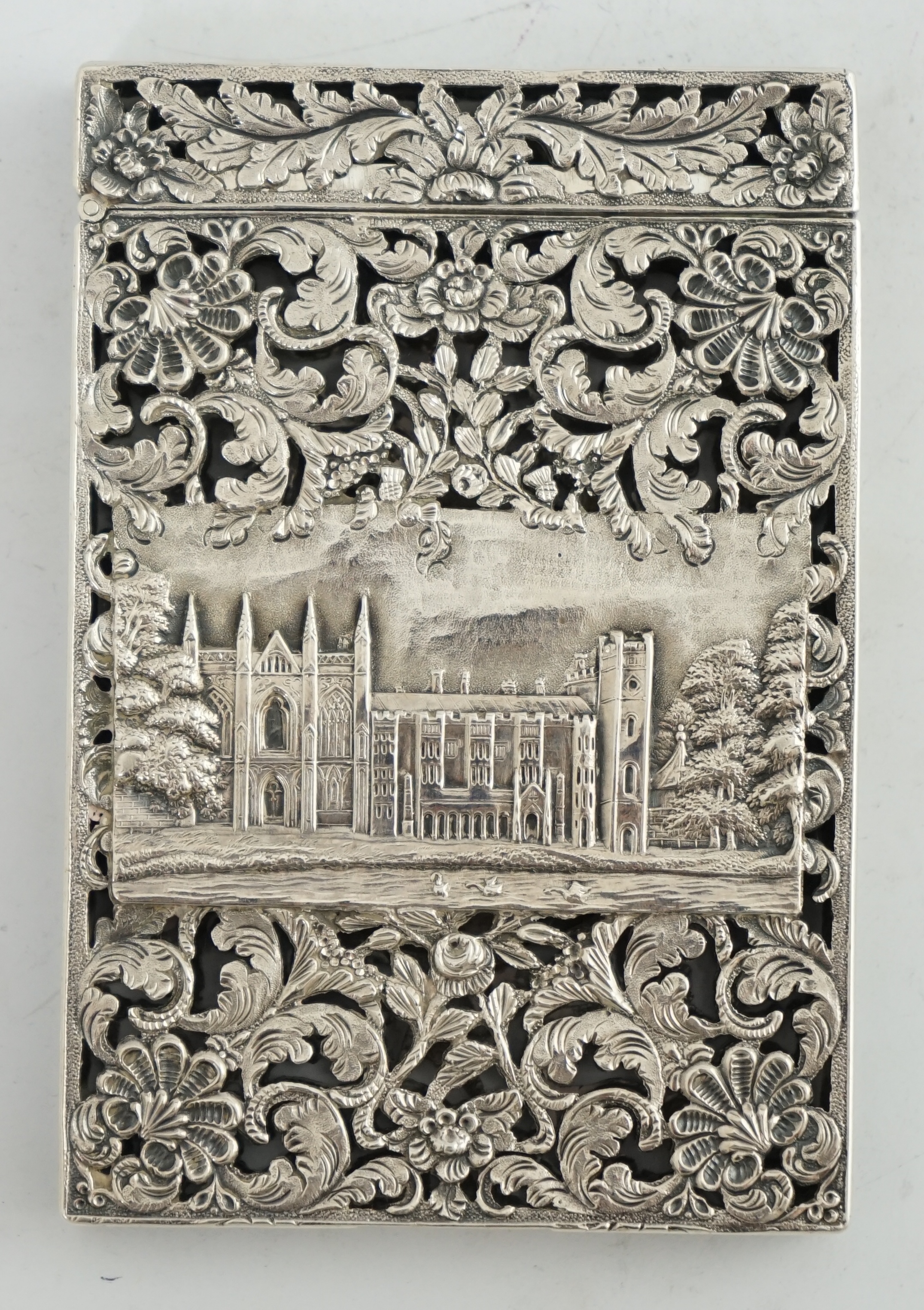 A rare William IV silver castle top card case